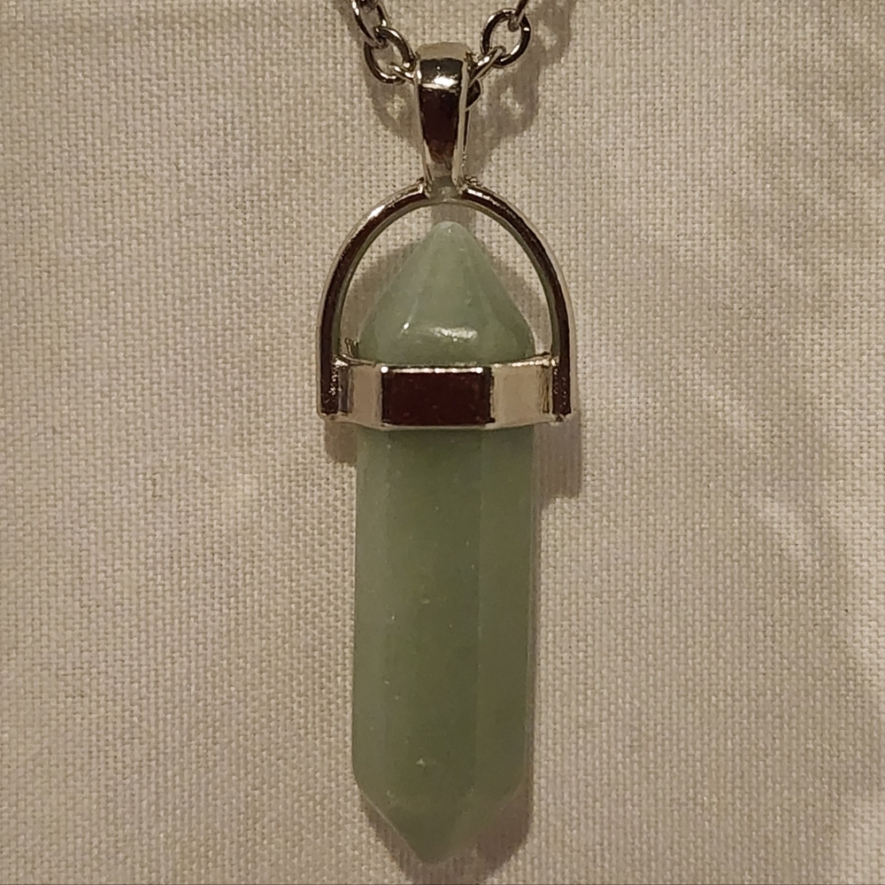Jade Green Colored Crystal Pendant Necklace